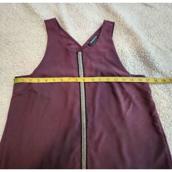 Trouve Top Beaded Sleeveless Tank Purple Scoop Neck Split cross Back Size S - Picture 6 of 8